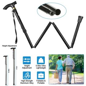 Travel Folding Trekking Hiking Pole,Collapsible Cane Adjustable Walking Stick Portable Mobility Aid for Women Men Hikers Gift,Black