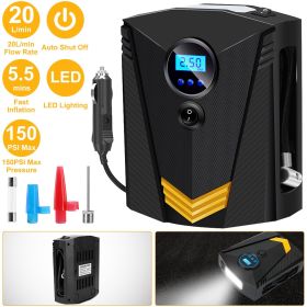 Digital Tire Pump Tire Inflator Display Electric Air Compressor Pump 12V DC 100W 150PSI Min Air Flow