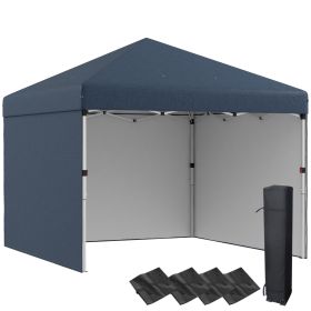 10' x 10' Pop Up Canopy with Sidewalls, Weight Bags and Carry Bag, Height Adjustable Tent for Parties, Navy