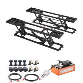 Portable Car Lift, 5000 lbs Capacity, Heavy Duty Quick Lift with 25.6" Max Height, Pneumatic Pump, Wheels, 4 Rubber Pads & 4 Lifting Columns for