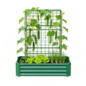 2-in-1 Raised Garden Bed with Trellis - 59" Tall Arch Planter Box for Climbing Plants, Outdoor Galvanized Metal Gardening Bed for Vegetables, Fru (Option: Default Title)