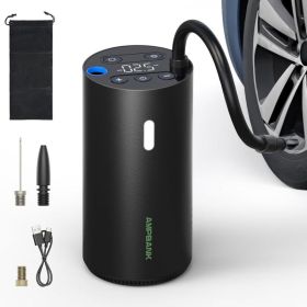 AMPBANK AT004 Smart Portable Tire Air Pump For Cars, Motorcycles, Bicycles And Balls With Pressure Gauge And LED Screen For Fast Inflation (Option: Black)