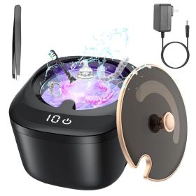 1Pc Ultrasonic Retainer Cleaner 45kHz Ultrasonic Cleaning Machine With 3 Modes 230ML Capacity UV Light For Denture Mouth Guard Aligner Dental Tra (Option: Black)