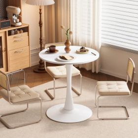 Round Tulip Dining Table, 27.6 Inch Circular Kitchen Table for 2 People, Melamine Laminated MDF Tabletop with Metal Pedestal Base, Easy Assembly (Option: Default Title)