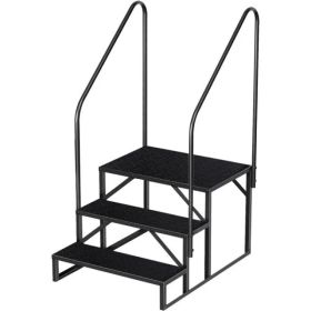 3 Step Ladder with Handrail, Swimming Pool Ladder Above Ground, 660 lb Load Capacity RV Steps with Anti-Slip Panel, Mobile Home Stairs for Reachi (Option: as picture)