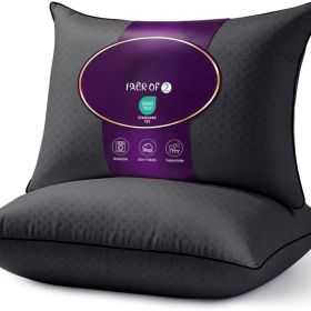 Black Queen Size Bed Pillow, Firm Down Ill, Fluffy Support For Side & Back Sleepers (Option: Black)