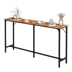 71-Inch Bar Table (Brown) - 209 Lbs Capacity Pub Height Table With Durable MDF Top & Metal Frame, Ideal For Kitchen/Bar Counte (Option: defaulttitle)