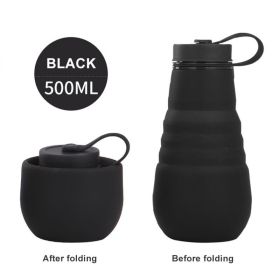 500ml Large Capacity Silicone Folding Water Bottle High Temperature Resistance Outdoor Sports Bottle Travel Portable Cup (Color: 01, Capacity: 500ML)