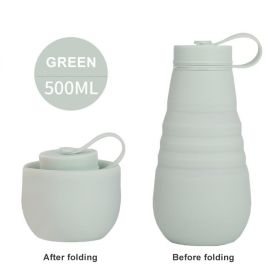 500ml Large Capacity Silicone Folding Water Bottle High Temperature Resistance Outdoor Sports Bottle Travel Portable Cup (Color: 02, Capacity: 500ML)