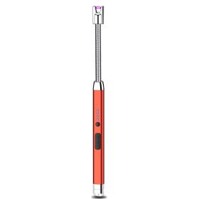 Lighter Electric Lighter Rechargeable Arc USB Candle Lighters With LED Battery Display; Flexible Neck Windproof Flameless Plasma Long Lighters Fo (Color: Red)