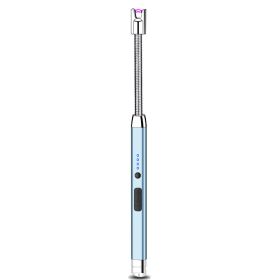 Lighter Electric Lighter Rechargeable Arc USB Candle Lighters With LED Battery Display; Flexible Neck Windproof Flameless Plasma Long Lighters Fo (Color: Blue)