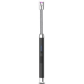 Lighter Electric Lighter Rechargeable Arc USB Candle Lighters With LED Battery Display; Flexible Neck Windproof Flameless Plasma Long Lighters Fo (Color: Black)