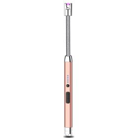 Lighter Electric Lighter Rechargeable Arc USB Candle Lighters With LED Battery Display; Flexible Neck Windproof Flameless Plasma Long Lighters Fo (Color: Golden)