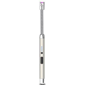 Lighter Electric Lighter Rechargeable Arc USB Candle Lighters With LED Battery Display; Flexible Neck Windproof Flameless Plasma Long Lighters Fo (Color: Silvery)