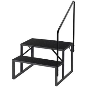 2 Step Ladder with Handrail, Swimming Pool Ladder Above Ground, 660 lb Load Capacity RV Steps with Anti-Slip Panel, Mobile Home Stairs for Reachi (Option: as picture)