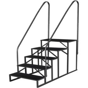 5 Step Ladder with Handrail, Swimming Pool Ladder Above Ground, 660 lb Load Capacity RV Steps with Anti-Slip Panel, Mobile Home Stairs for Reachi (Option: as picture)
